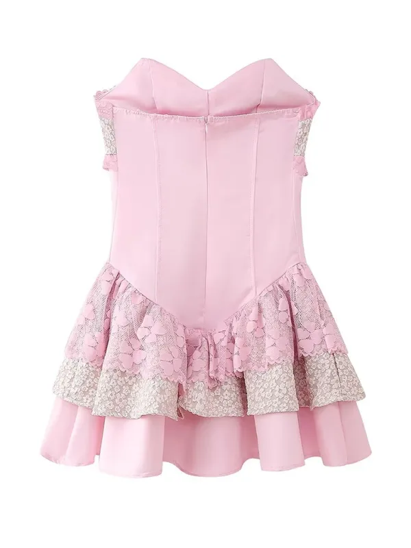 Summer Romance Strapless Fit & Flare Mini Dress with Lace Accents