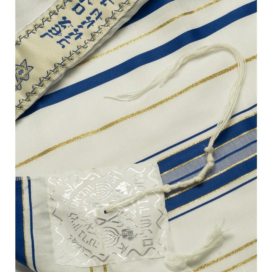 Tallit Prayer Shawl Acrylic Blue/Gold
