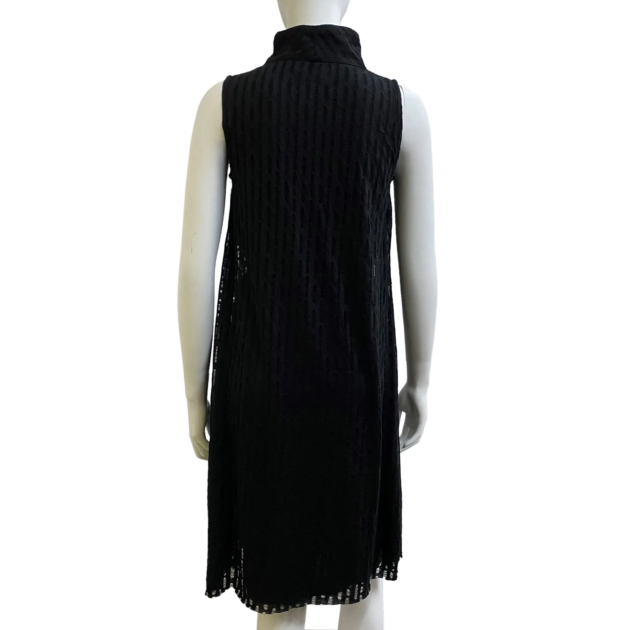 Two-Layer Sleeveless Qipao dress, Black/Net
