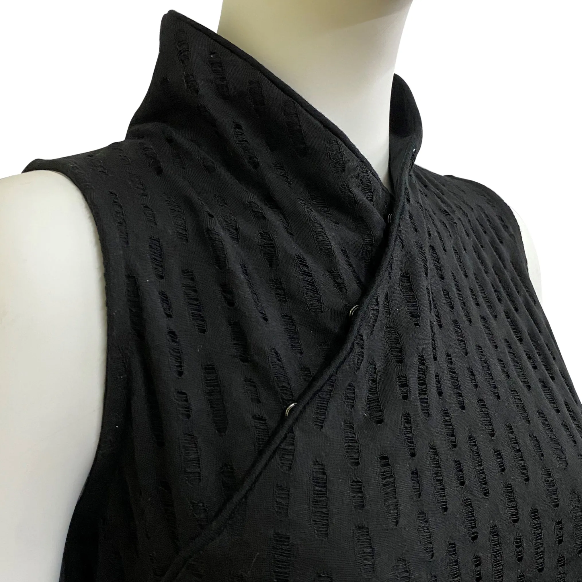 Two-Layer Sleeveless Qipao dress, Black/Net