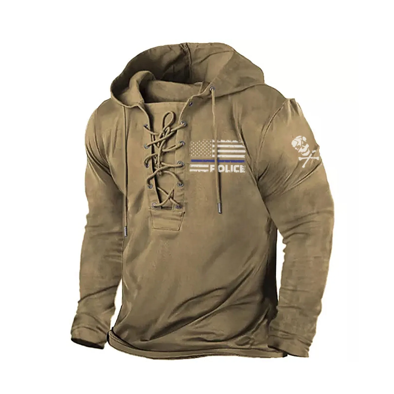 USA POLICE GRAPHIC PULLOVER BANDAGE HOODIE