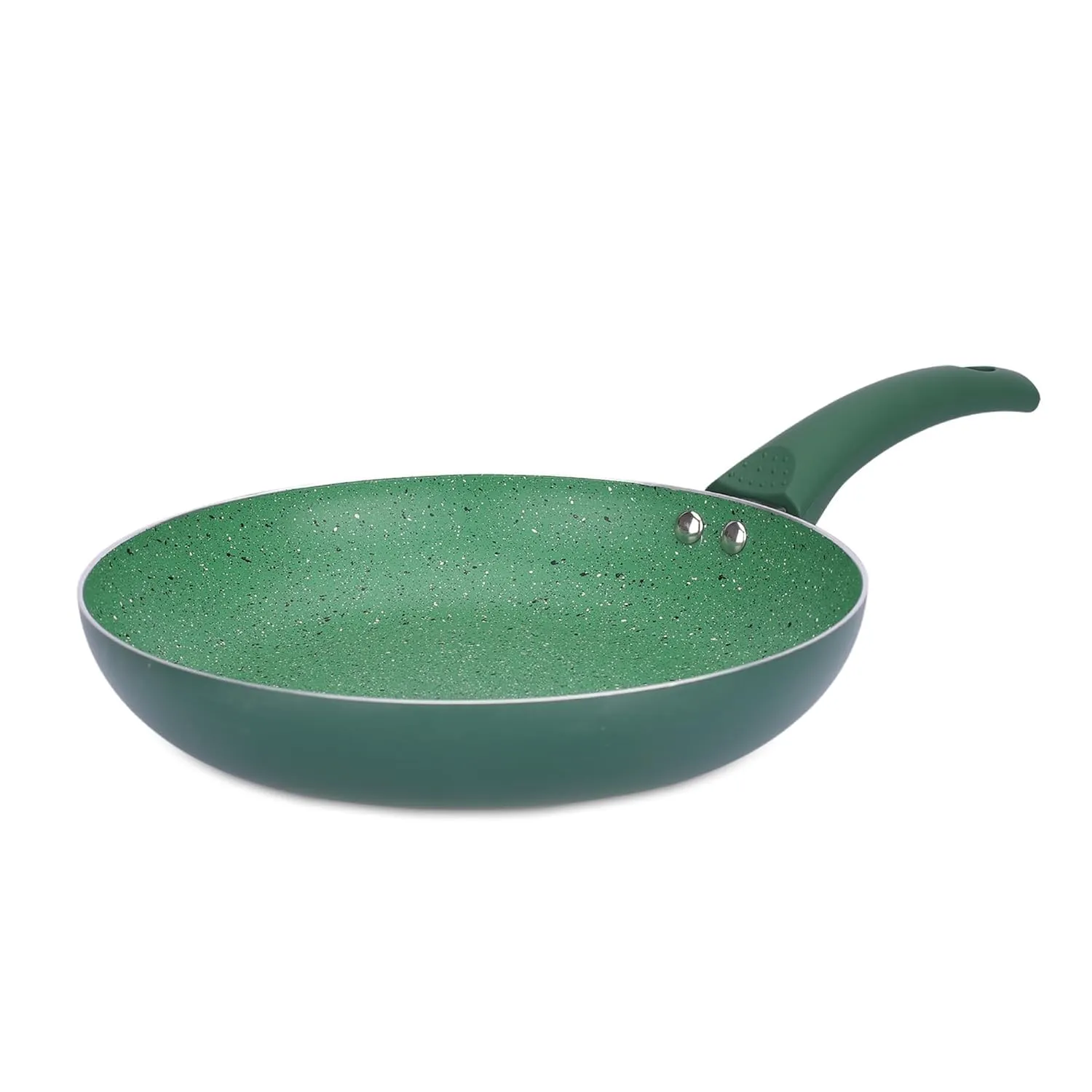 USHA SHRIRAM Green Non-Stick Cookware Set | 24cm Deep Fry Pan, 25cm Grill Pan, 1L Sauce Pan, 25cm Roti Tawa | Minimal Oil Cooking | Easy Grip Handles| Non-Toxic & Lightweight | Pack of 4
