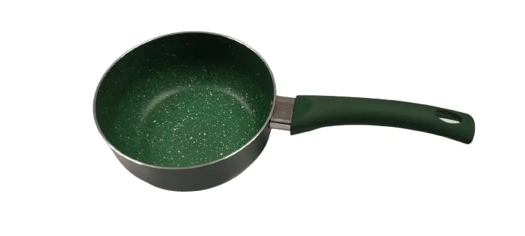 USHA SHRIRAM Green Non-Stick Cookware Set | 24cm Deep Fry Pan, 25cm Grill Pan, 1L Sauce Pan, 25cm Roti Tawa | Minimal Oil Cooking | Easy Grip Handles| Non-Toxic & Lightweight | Pack of 4