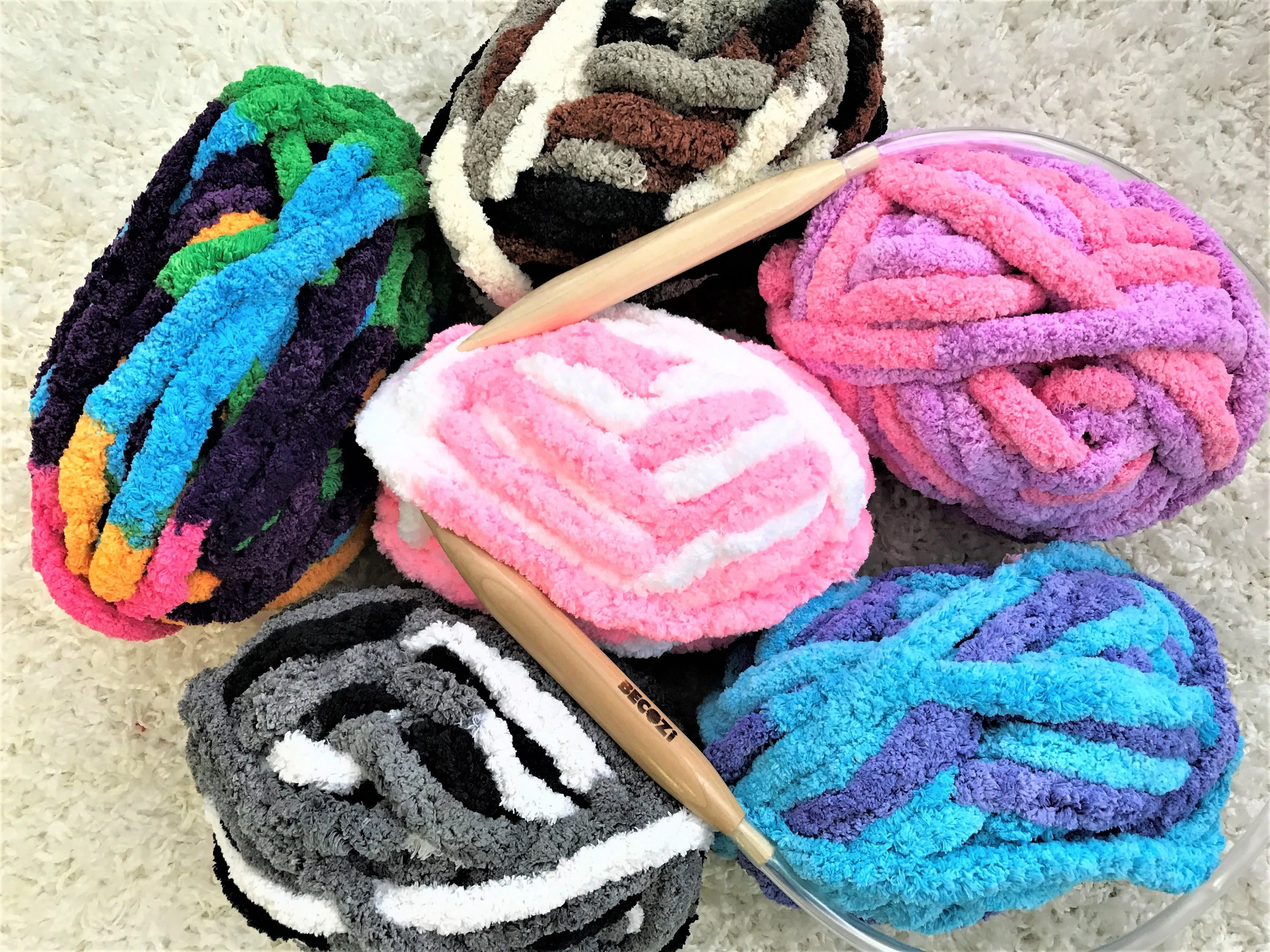 Variegated Chunky chenille yarn