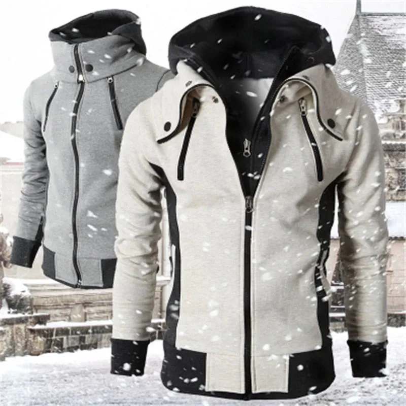 Voguable Autumn Winter Tracksuit Men Suits Casual High Callor Hoodie   Pant Sportswear Male Warm Zipper Sweatshirts /jacket Two Piece Set
