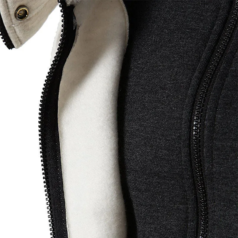 Voguable Autumn Winter Tracksuit Men Suits Casual High Callor Hoodie   Pant Sportswear Male Warm Zipper Sweatshirts /jacket Two Piece Set