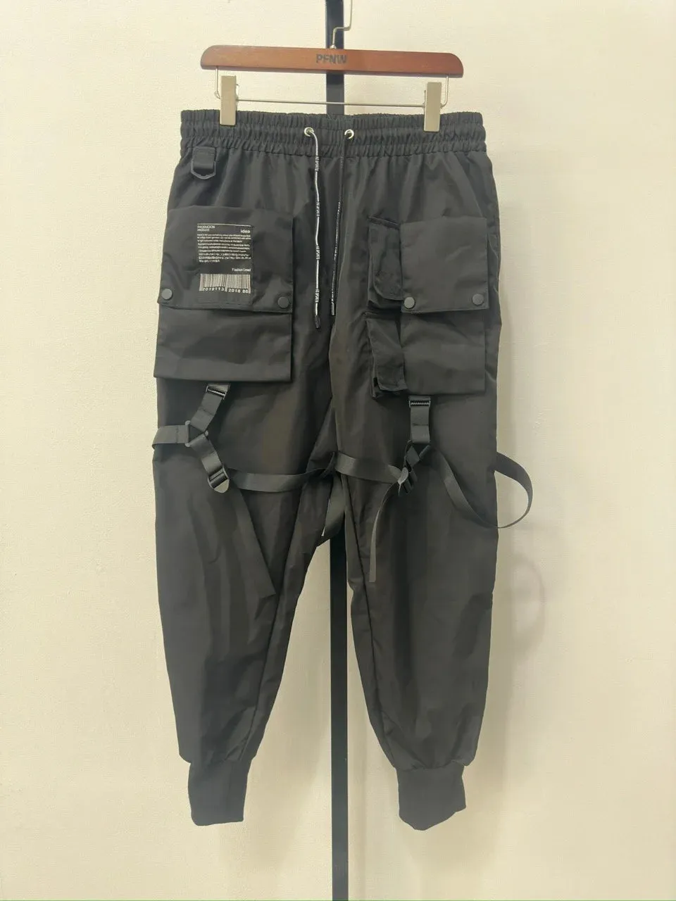 Wiaofellas  -  fall outfit men Webbing Patchwork Dark Style Cargo Pants Men's Techwear High Street Trend Streetwear Autumn New Loose Trousers Male