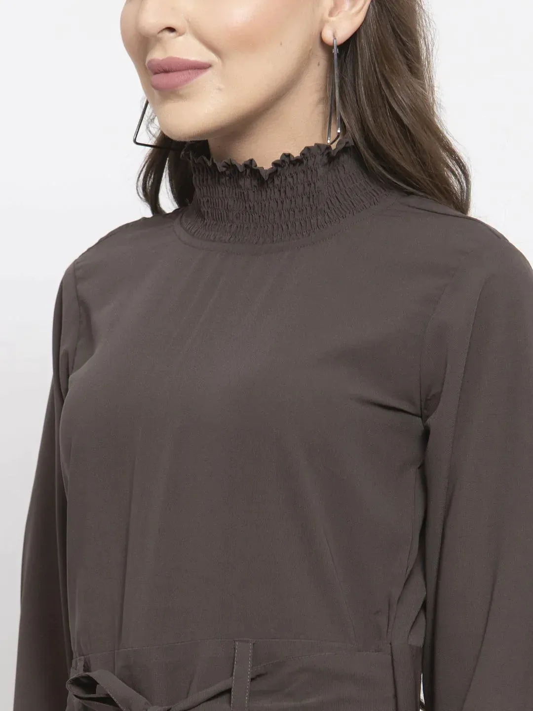 Women Grey Solid Basic Jumpsuit