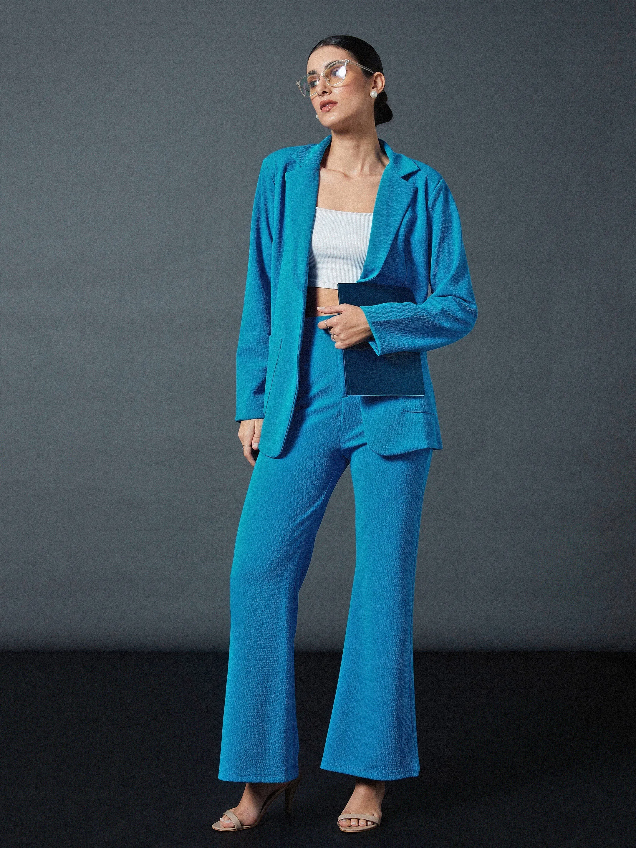 Women Turquoise Bell Bottom Pants
