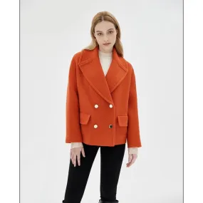 Women Wmo-Dorotaa-Double Breasted Peacoat With Dropped Shoulder - Orange